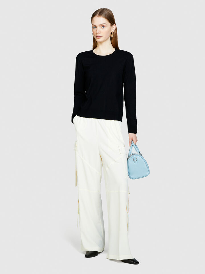 Solid colored sweater - women's crew neck sweaters - Black | Sisley image number 1